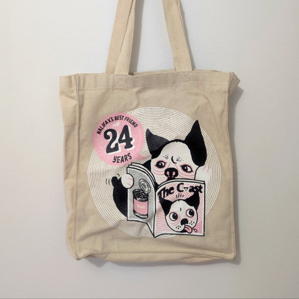 The Coast 24th Anniversary Canvas Graphic Tote Bag - Beans The Boston Terrier